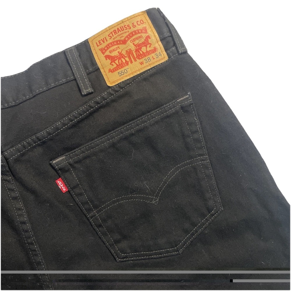 Levis 550 Men's Jeans Dark Black Straight Leg Baggy Denim Relaxed Y2K 38x34 EUC